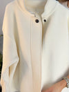 Women Stand Collar Splicing Knit Sleeve Casual Jacket