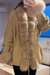 Women Elegant Shearling Collar Drawstring Waist Sweater