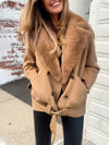 Women Plush Lapel Button-Down Casual Coat