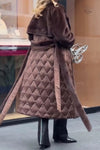 Women Elegant Plush Splicing Cross-Layer Warm Long Coat