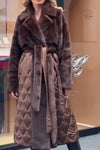 Women Elegant Plush Splicing Cross-Layer Warm Long Coat