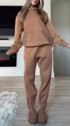 Women Round Neck Hooded Sweatshirt + Pants Casual Suit