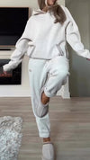 Women Round Neck Hooded Sweatshirt + Pants Casual Suit