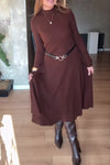 Women Elegant Half-Turtleneck Stretch Slim-Fit Knit A-Line Dress