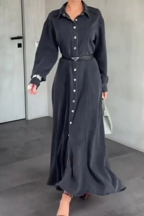 Women Elegant Multi-Dimensional Separate Denim Shirt Dress