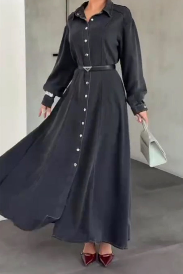 Women Elegant Multi-Dimensional Separate Denim Shirt Dress
