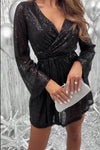Women Elegant Holiday Party Sequin Tie Dress