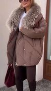 Women Fur Collar Temperament Casual Cotton Jacket