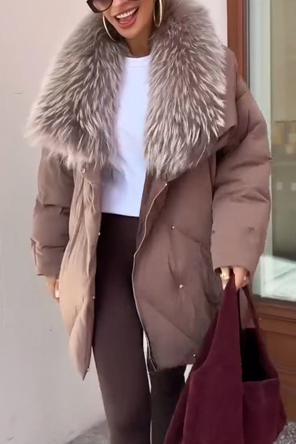 Women Fur Collar Temperament Casual Cotton Jacket