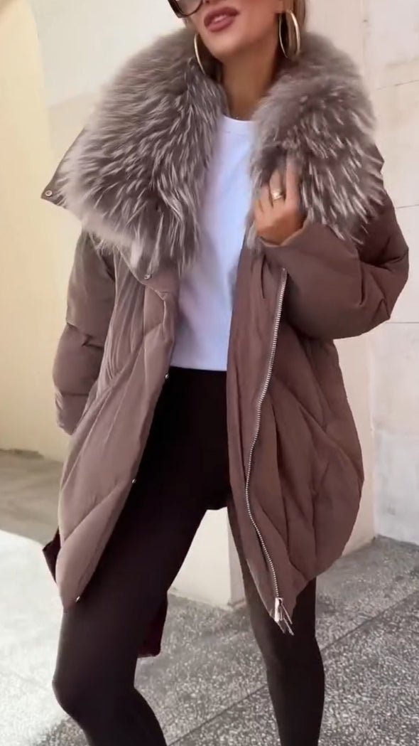 Women Fur Collar Temperament Casual Cotton Jacket