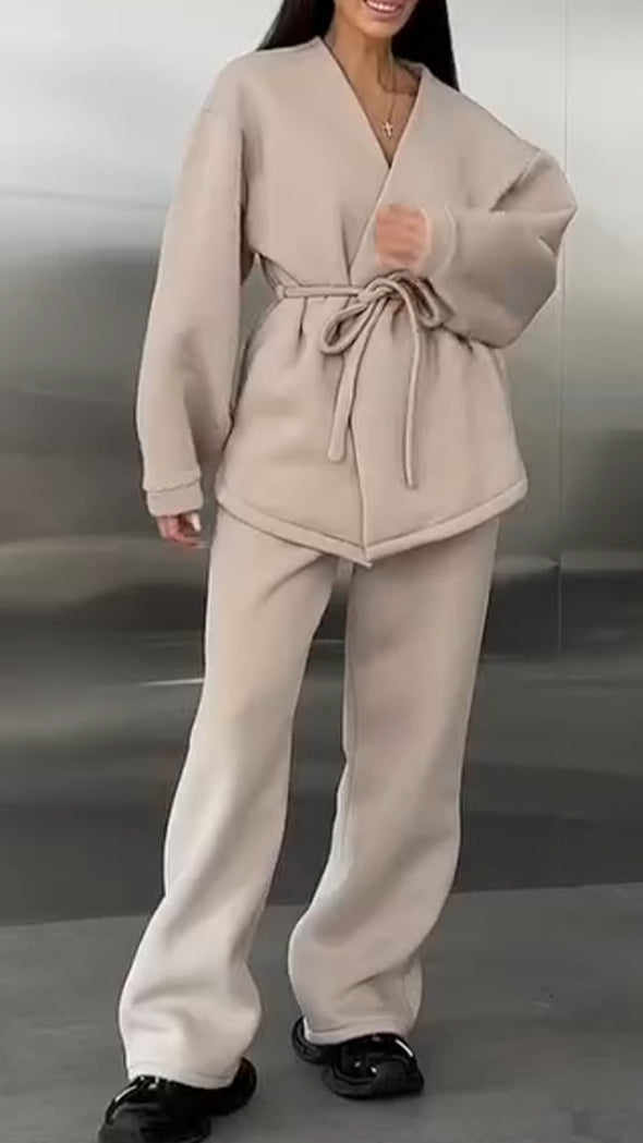 Women Solid Color Temperament Casual Suit