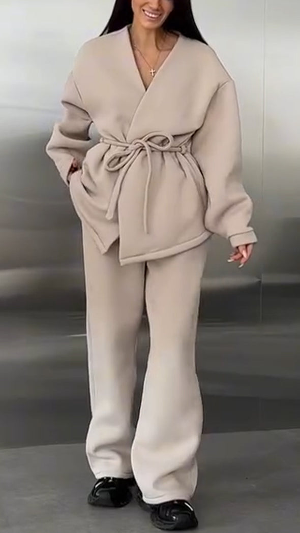 Women Solid Color Temperament Casual Suit