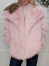 Women Lapel Solid Color Casual Plush Coat