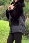 Women Casual Hooded Plush Sleeve Pocket Stitching Windproof Warm Jacket