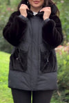 Women Casual Hooded Plush Sleeve Pocket Stitching Windproof Warm Jacket