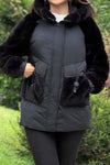 Women Casual Hooded Plush Sleeve Pocket Stitching Windproof Warm Jacket