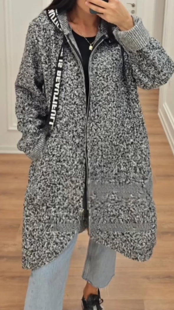 Women Hooded Drawstring Casual Plush Coat