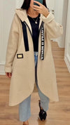 Women Hooded Drawstring Casual Plush Coat