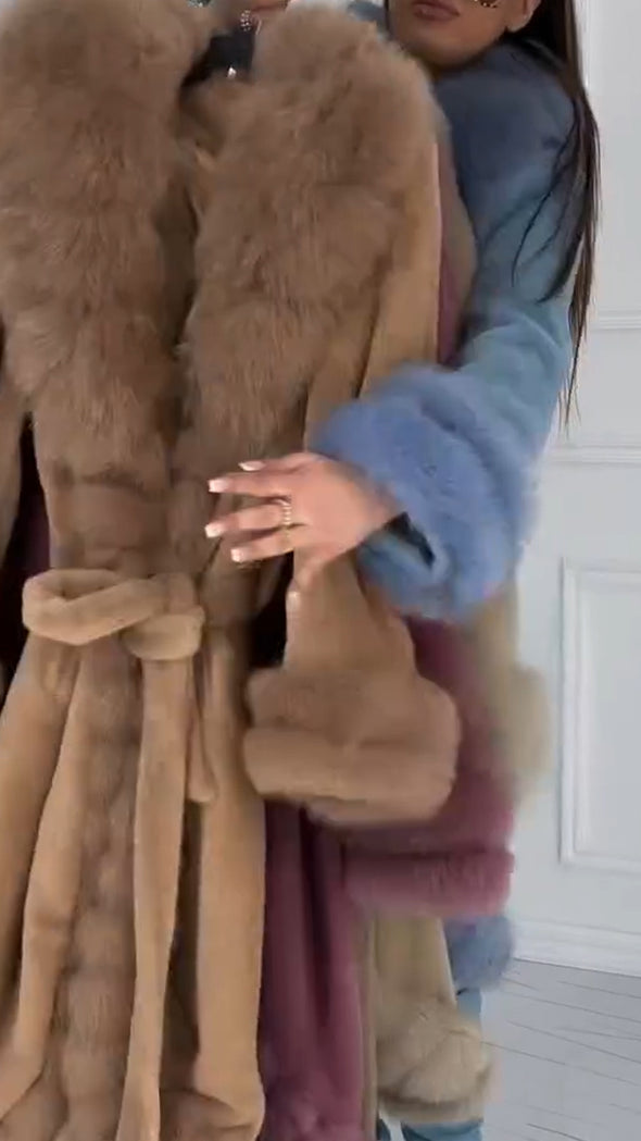 Women Patchwork Plush Casual Coat