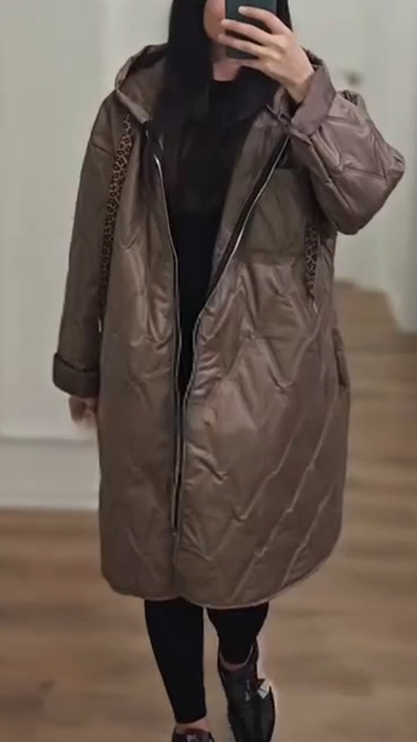 Women Hooded Drawstring Casual Jacket