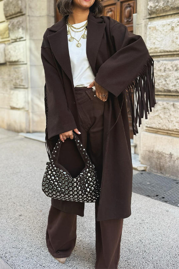 Women Casual Western Tassel Sleeve Blazer Coat