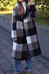 Women Autumn Winter Colorful Plaid Long Coat