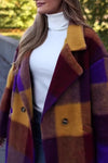 Women Autumn Winter Colorful Plaid Long Coat