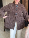 Women Round-neck Buttoned Casual Plush Coat