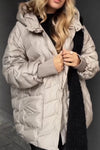 Women Hooded Solid Color Casual Cotton Jacket