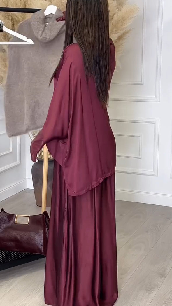 Women's Round Neck Satin Loose Temperament Suit