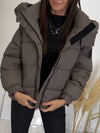 Women Hooded Buttoned Casual Cotton Jacket