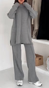 Women Round Neck Splicing Solid Color Casual Suit