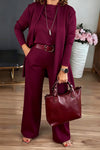 Women Solid Color Casual Three-piece Suit