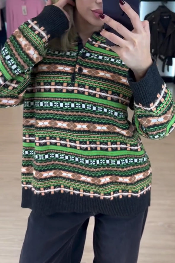 Women Winter Christmas Mood Polo Sweater