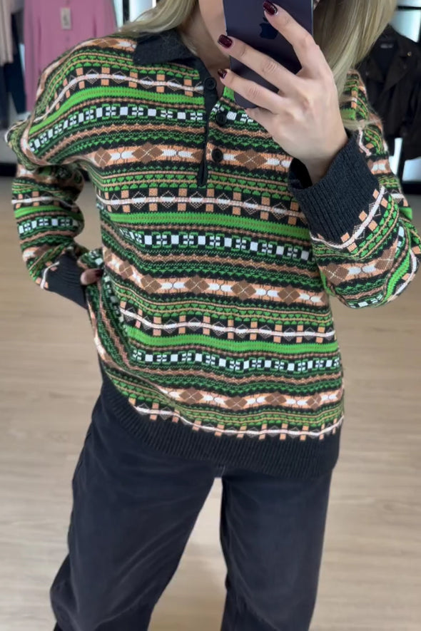 Women Winter Christmas Mood Polo Sweater