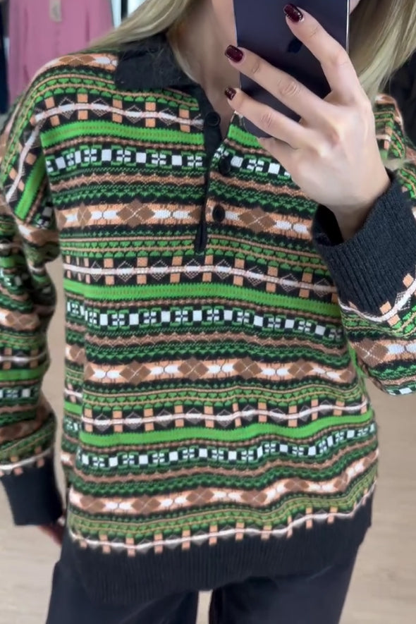 Women Winter Christmas Mood Polo Sweater