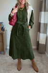 Women Elegant Christmas Button-Up Corduroy A-line Dress