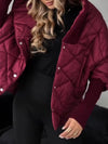Women Hooded Patchwork Knitted Sleeves Casual Cotton Jacket