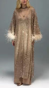 Ladies V-neck Spliced Sleeve Woolen Strip Design Rhinestone Glitter Elegant Temperament Dinner Party Dress