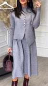 Women's Knitted Vest + Dress Casual Set