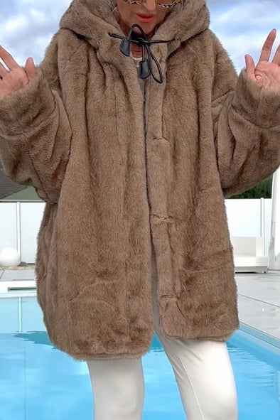 Women Hooded Casual Plush Coat