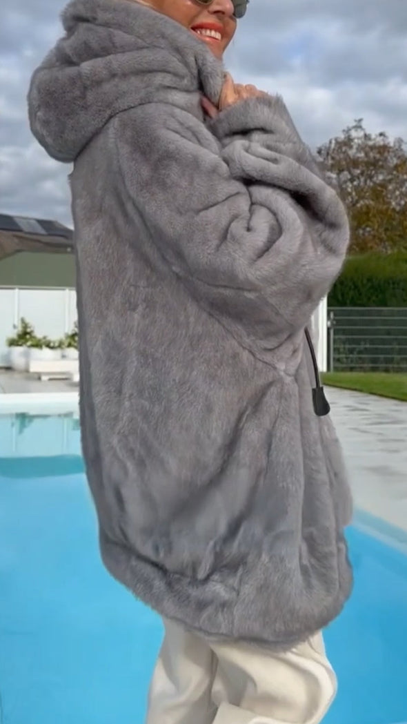 Women Hooded Casual Plush Coat