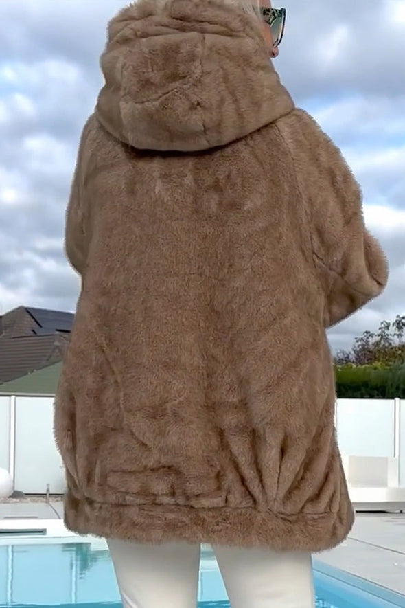 Women Hooded Casual Plush Coat