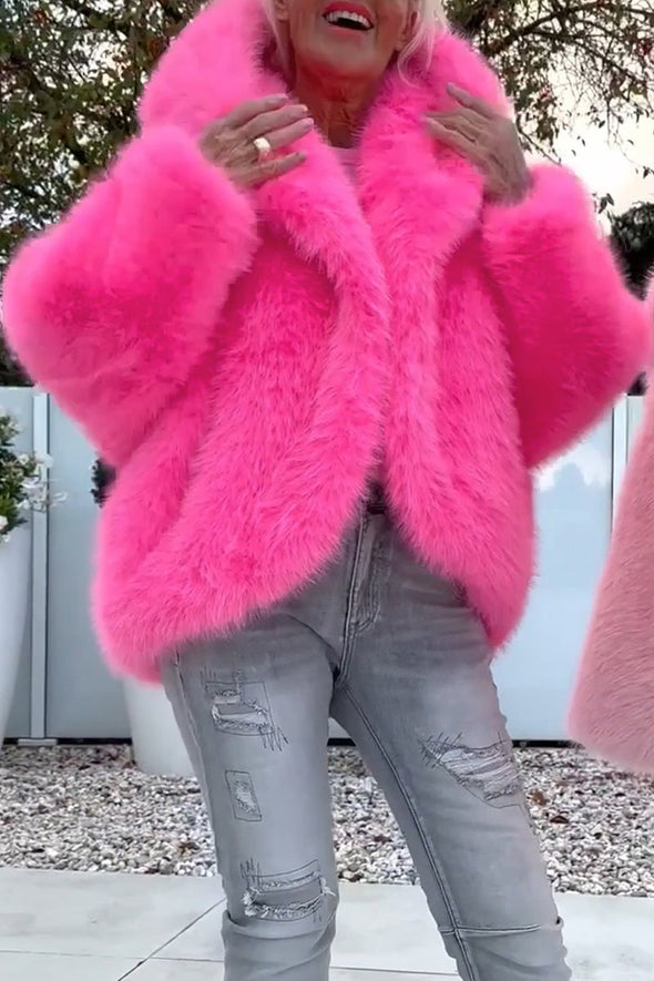 Women Hooded Solid Color Casual Plush Coat