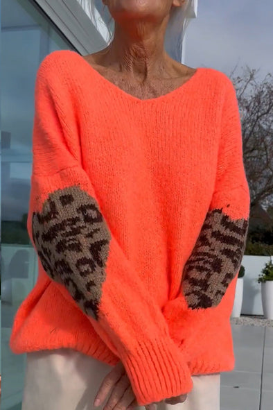 Ladies Round Neck Sleeve Printed Casual Sweater