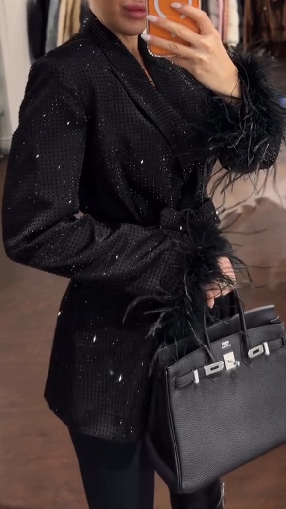 Ladies Collar Hot Stamping Cuff Strip Design Temperament Casual Jacket