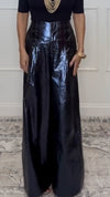 Ladies Shiny Casual Wide Leg Pants