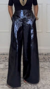 Ladies Shiny Casual Wide Leg Pants