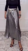 Ladies Shiny Casual Pleated Skirt