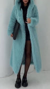 Women Hooded Solid Color Temperament Casual Plush Coat